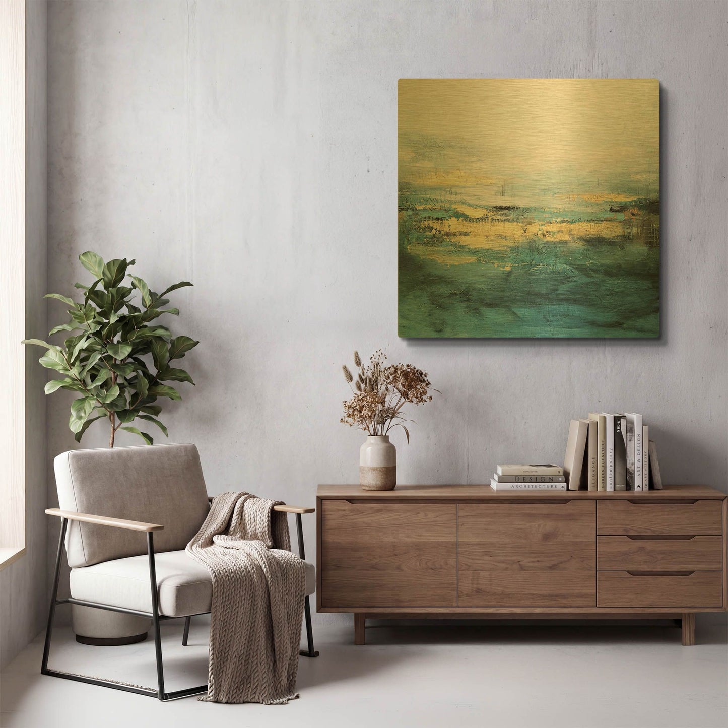 'Golden Horiozn' By Christov Art Gold Metal Wall Art