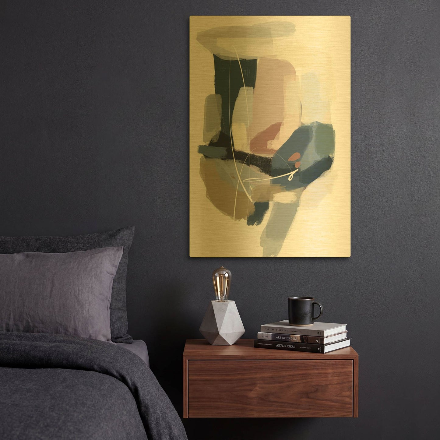 'Intuitive 4' By Christov Art Gold Metal Wall Art