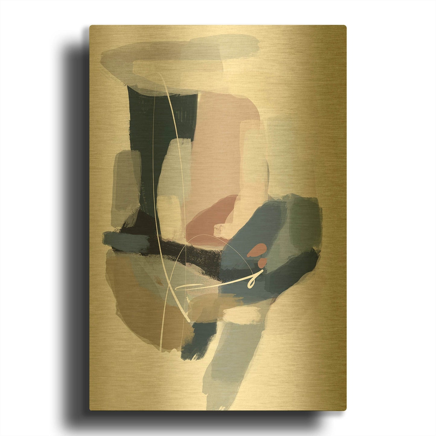 'Intuitive 4' By Christov Art Gold Metal Wall Art