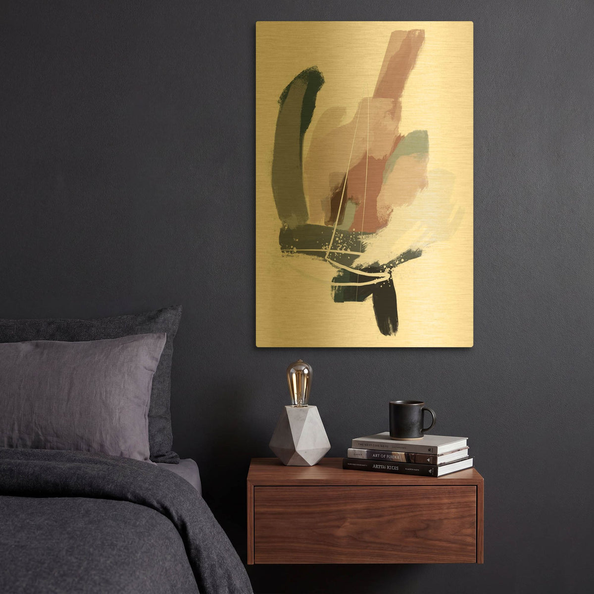 'Intuitive 5' By Christov Art Gold Metal Wall Art