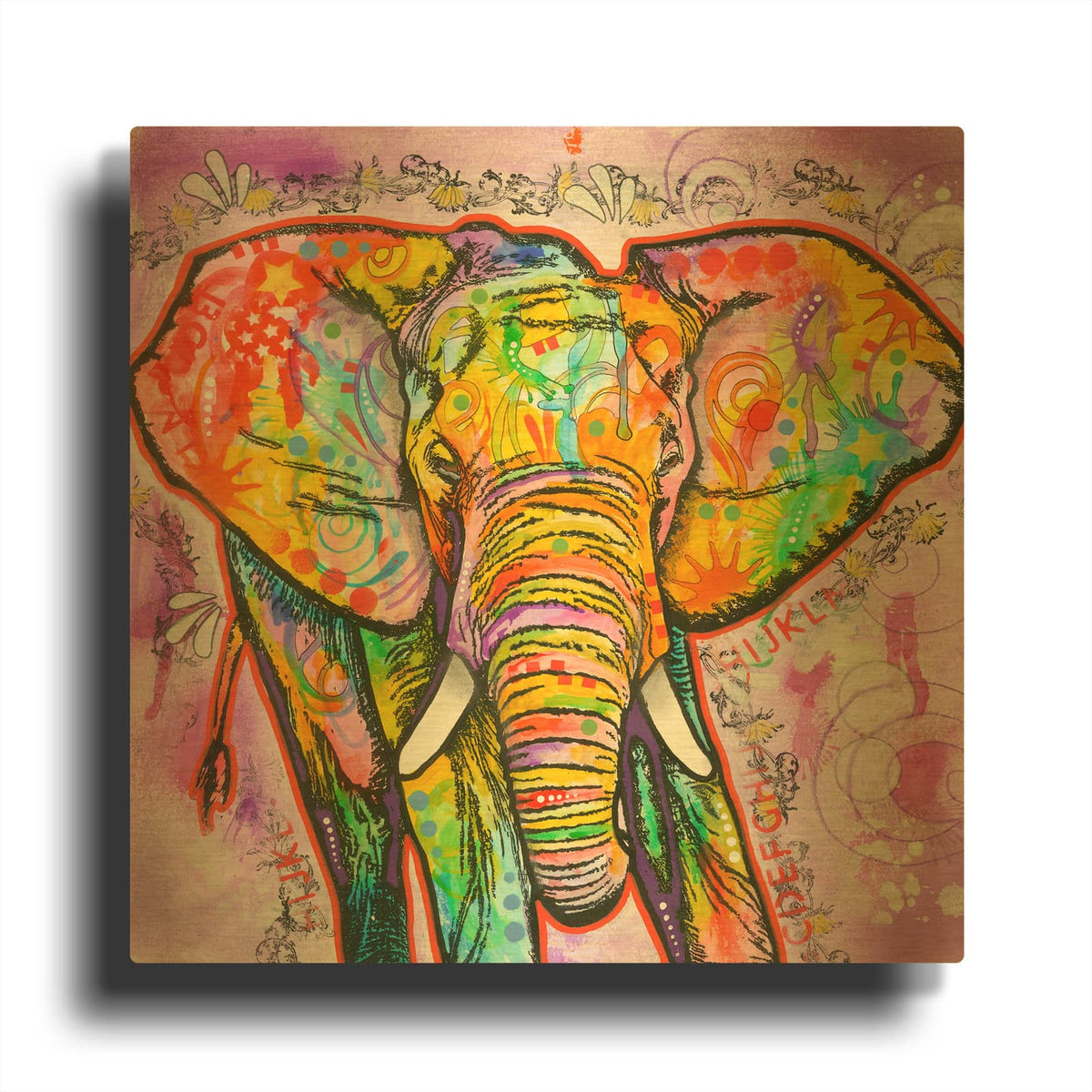 'Elephant' By Dean Russo Gold Metal Wall Art