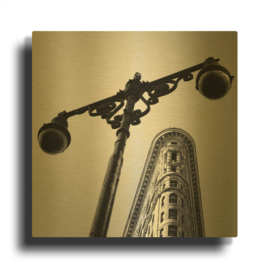 'NYC Flat Iron' By Nina Papiorek Gold Metal Wall Art