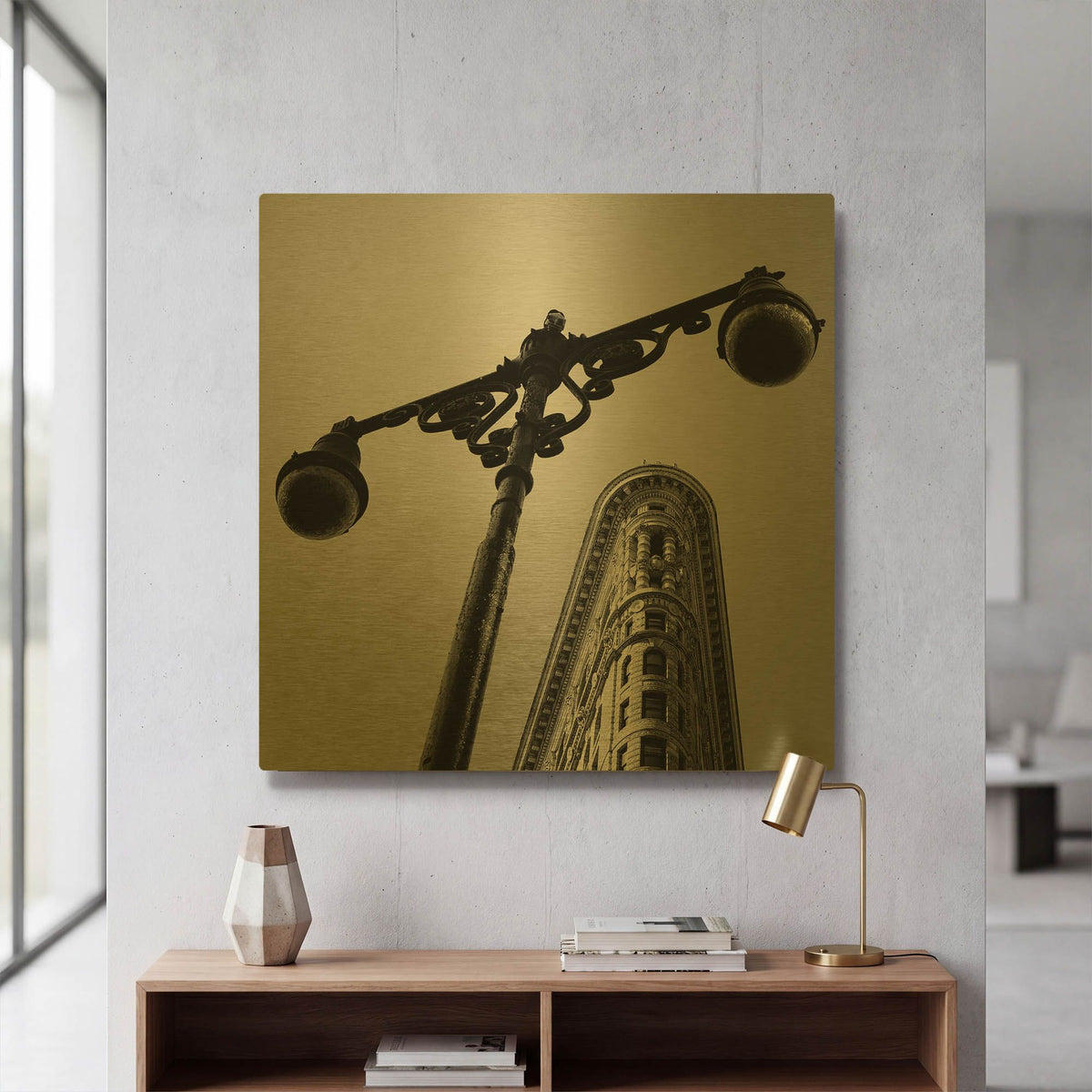 'NYC Flat Iron' By Nina Papiorek Gold Metal Wall Art