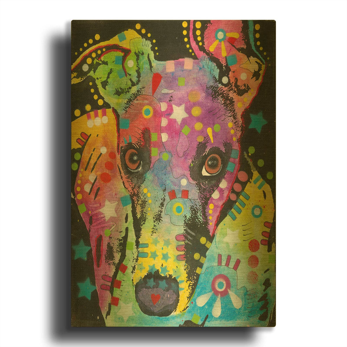 'Curious Greyhound' By Dean Russo Gold Metal Wall Art