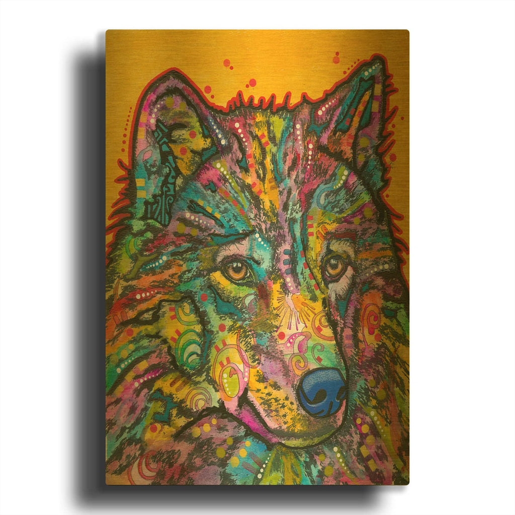 'Wolf 2' By Dean Russo Gold Metal Wall Art