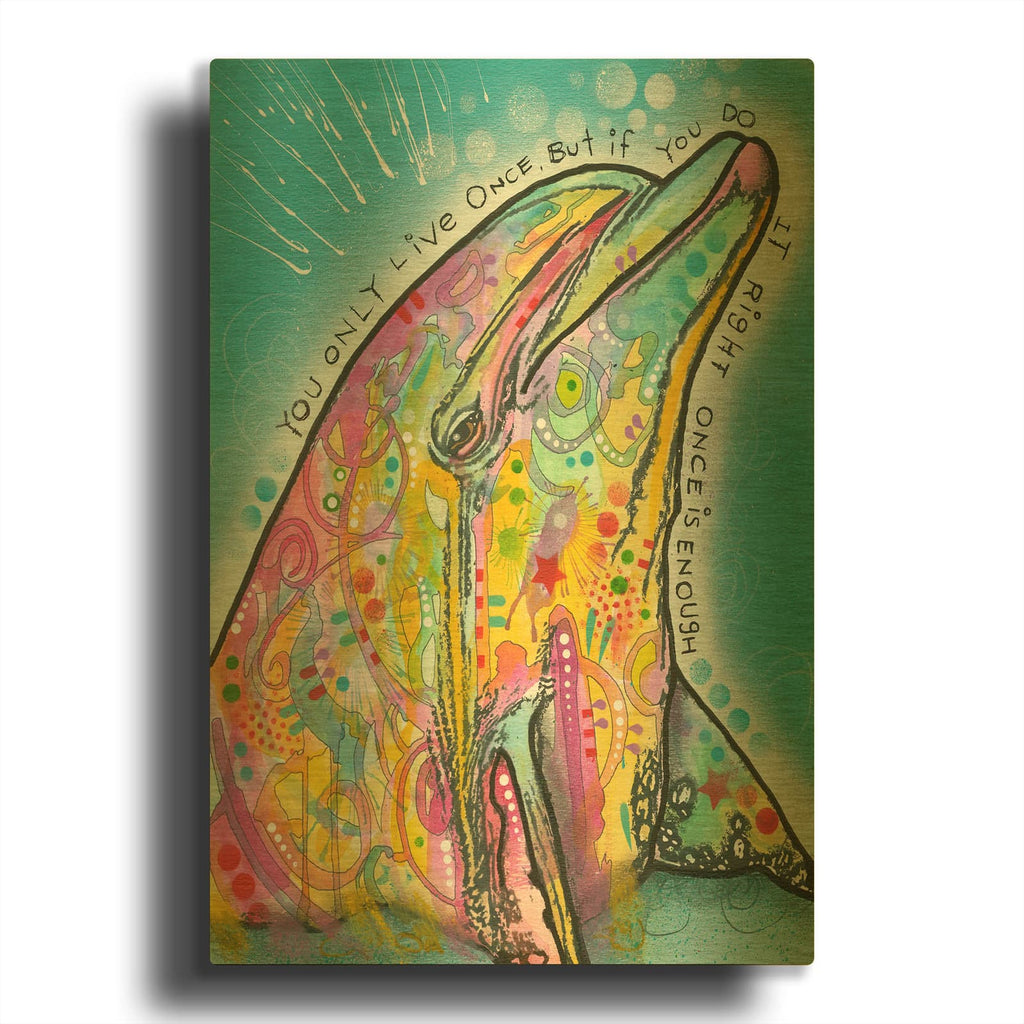 'Dolphin' By Dean Russo Gold Metal Wall Art