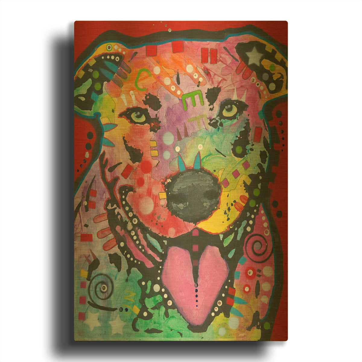 'Pit Bull Lick' By Dean Russo Gold Metal Wall Art