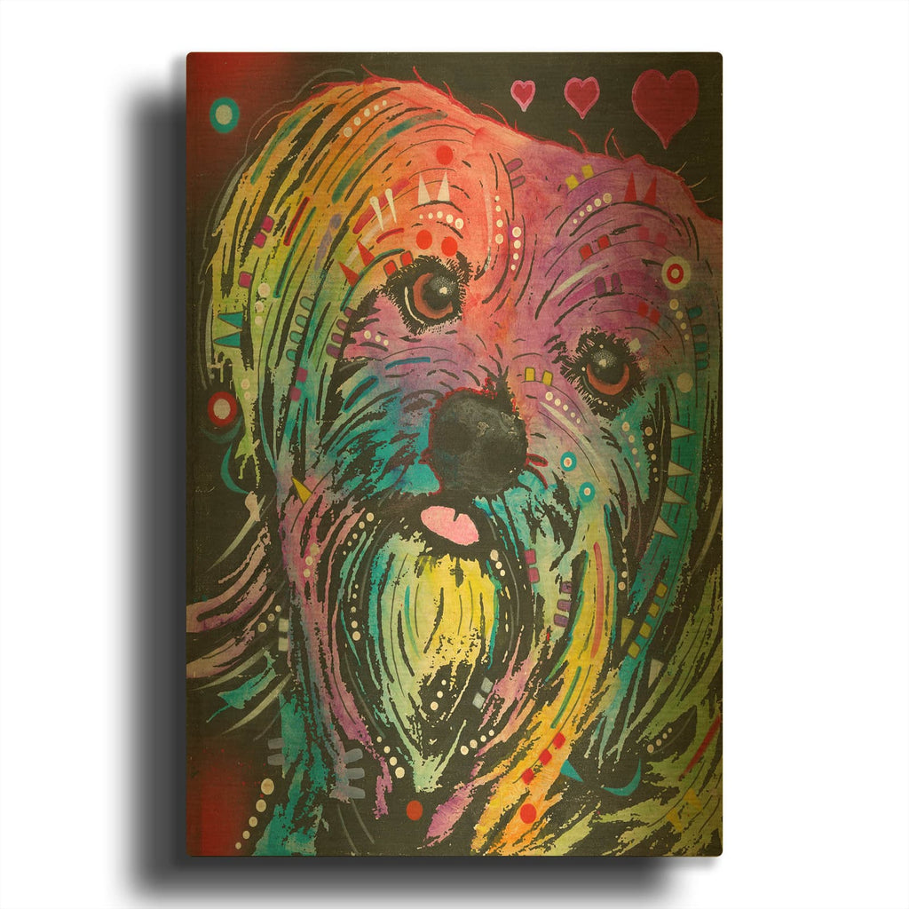 'Maltese Pup' By Dean Russo Gold Metal Wall Art