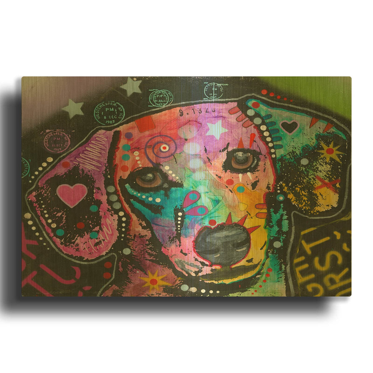 'Alphabet Hound' By Dean Russo Gold Metal Wall Art