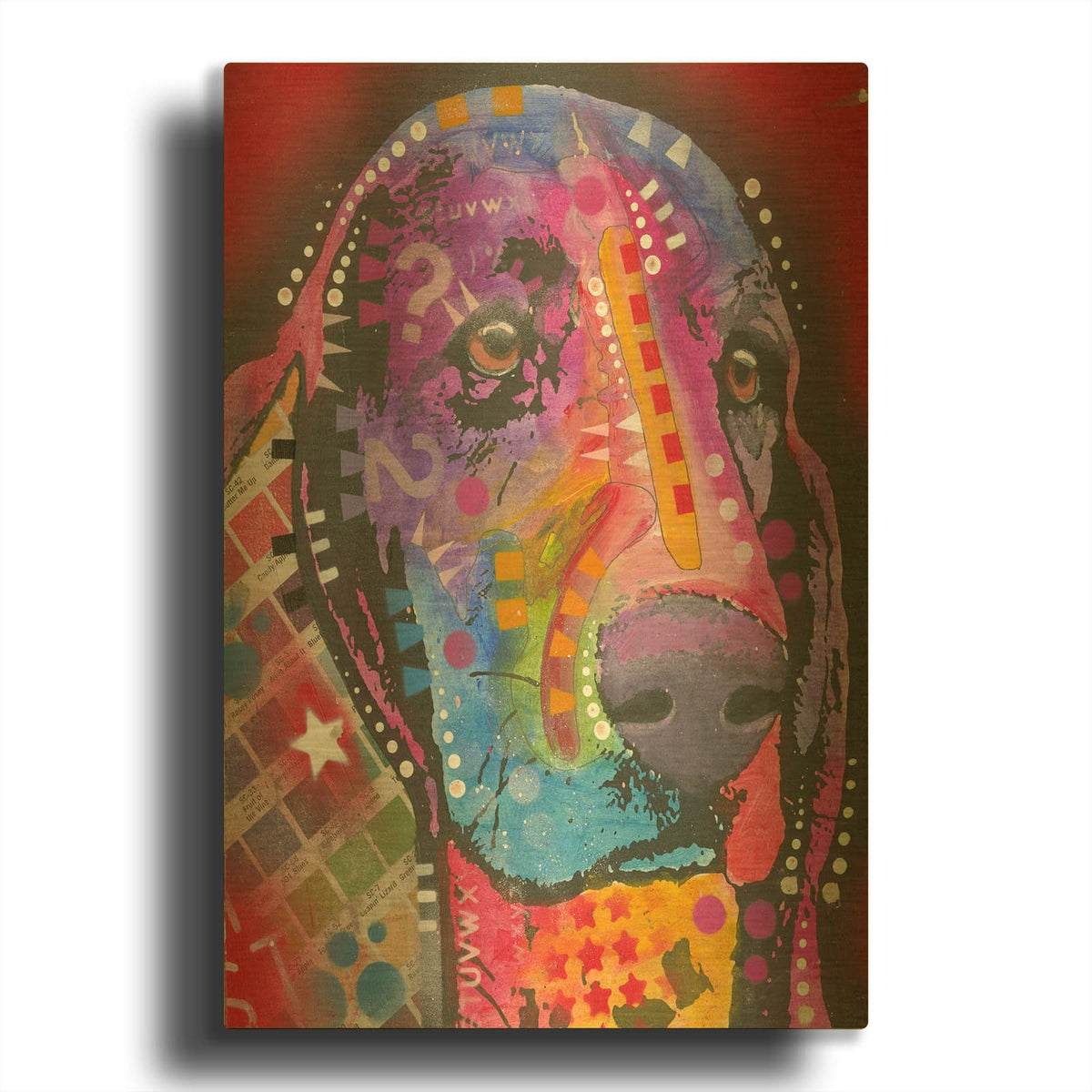 'Pantone Pop Basset Hound' By Dean Russo Gold Metal Wall Art