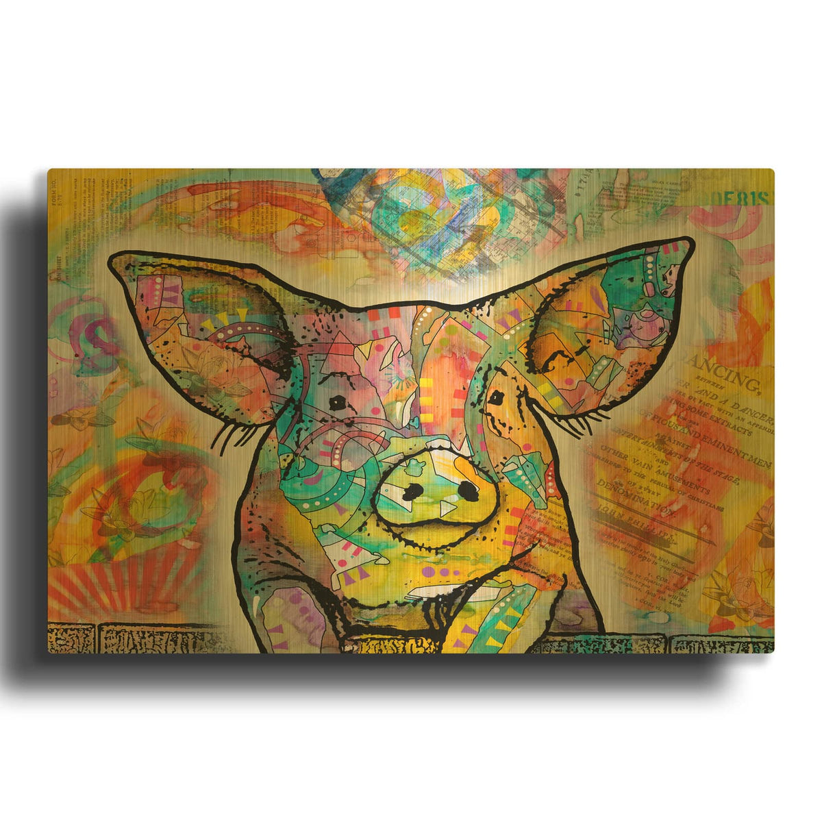 'The Pig' By Dean Russo Gold Metal Wall Art
