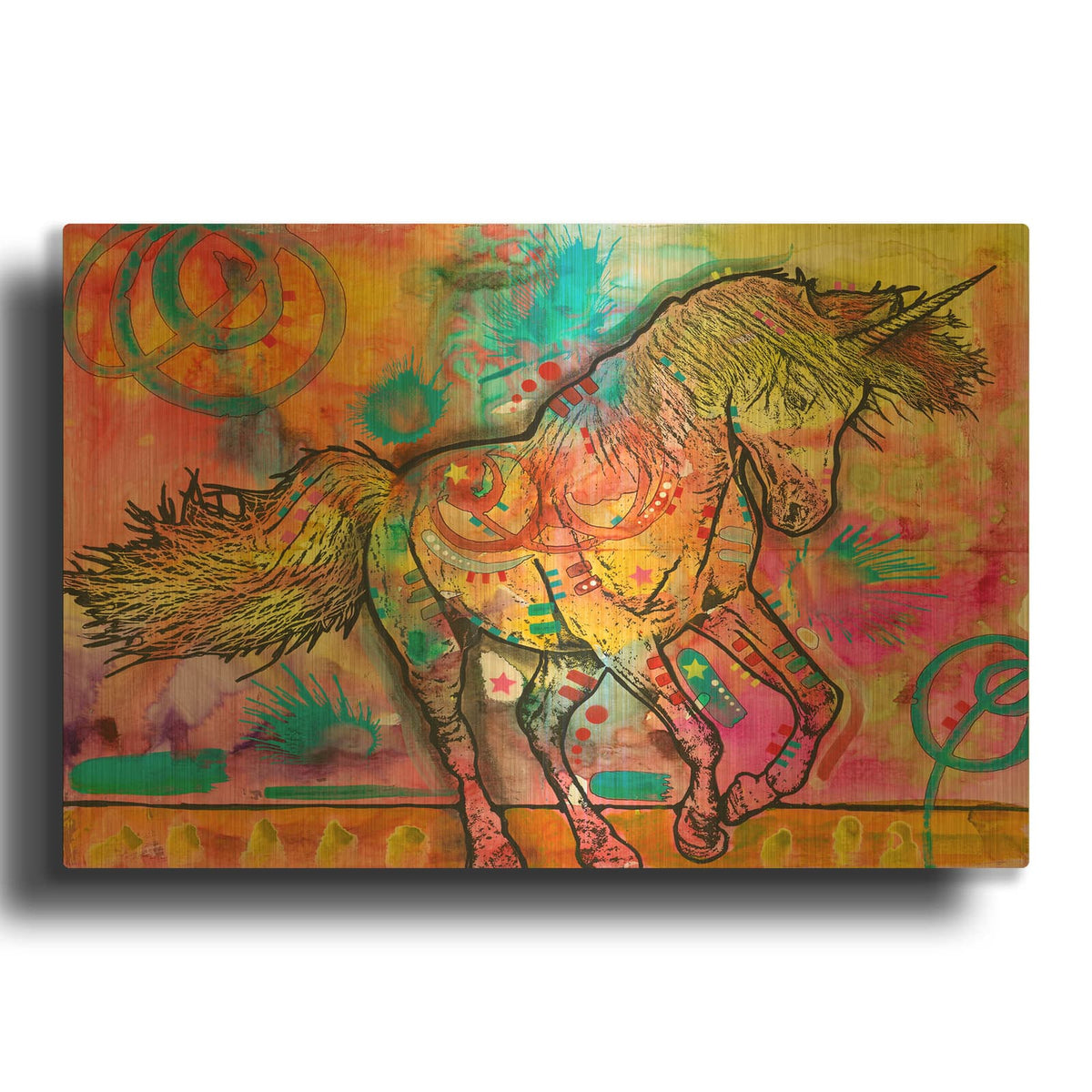 'Unicorn of Love' By Dean Russo Gold Metal Wall Art