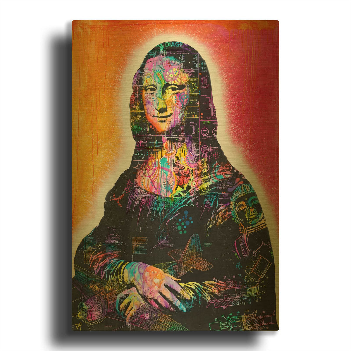 'Mona Lisa Peaking' By Dean Russo Gold Metal Wall Art