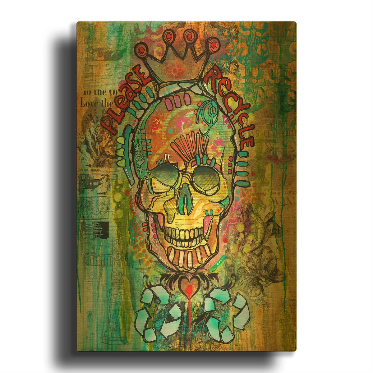 'Please Recycle' By Dean Russo Gold Metal Wall Art