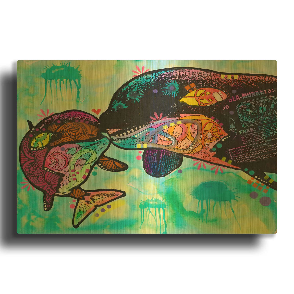'Love as large as a whale' By Dean Russo Gold Metal Wall Art