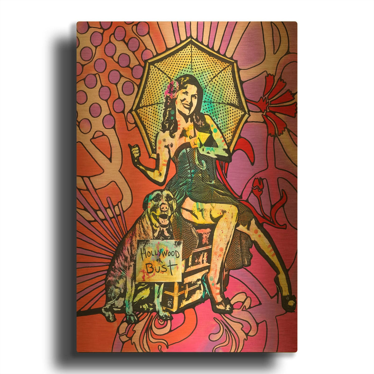 'Pinup for Pitbulls' By Dean Russo Gold Metal Wall Art