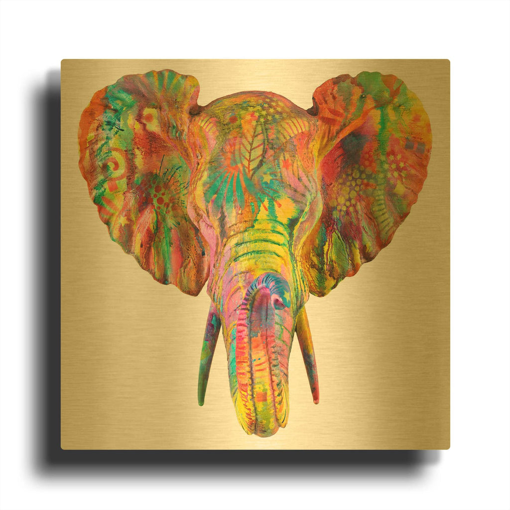 'Elephant 2' By Dean Russo Gold Metal Wall Art