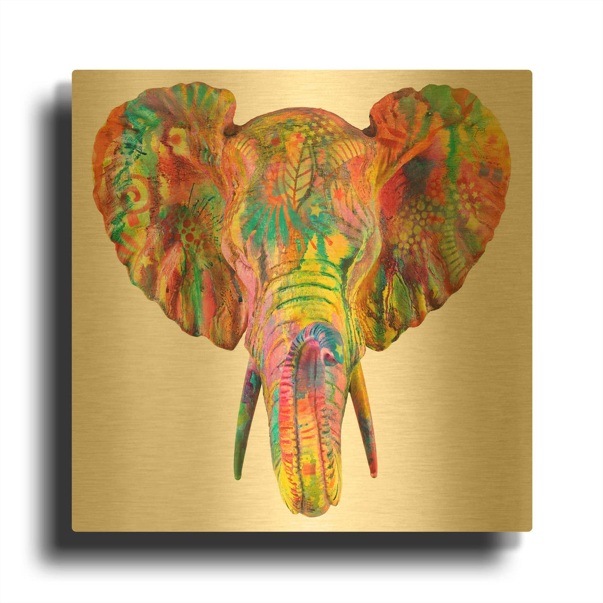 'Elephant 2' By Dean Russo Gold Metal Wall Art