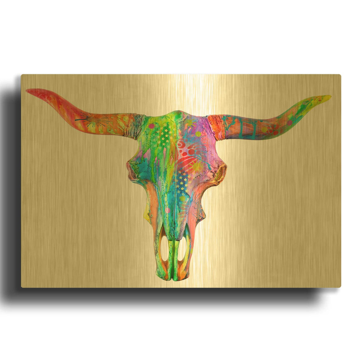 'Longhorn 2' By Dean Russo Gold Metal Wall Art