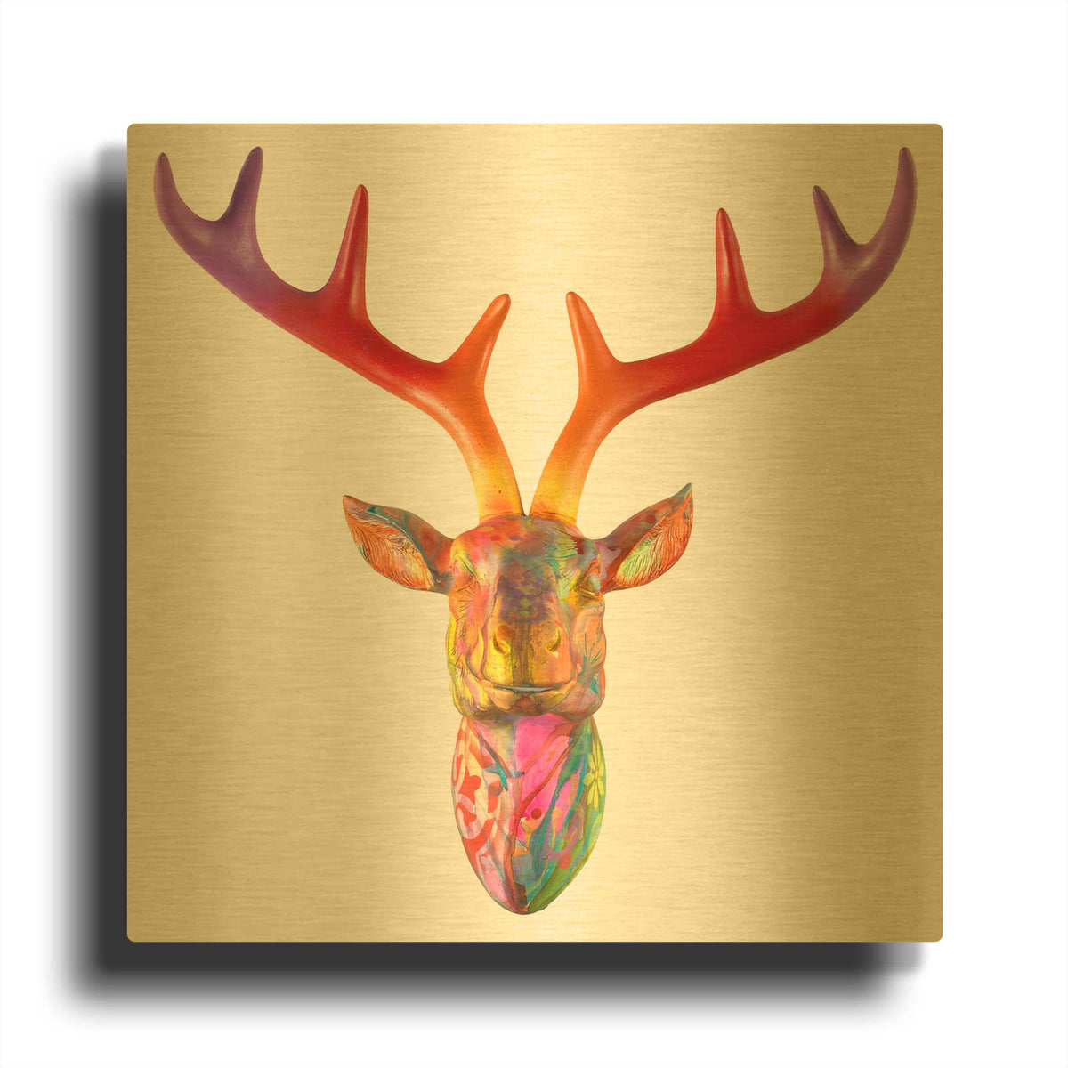 'Deer Bust' By Dean Russo Gold Metal Wall Art