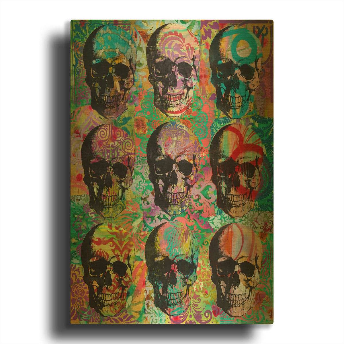 '9 Skulls' By Dean Russo Gold Metal Wall Art