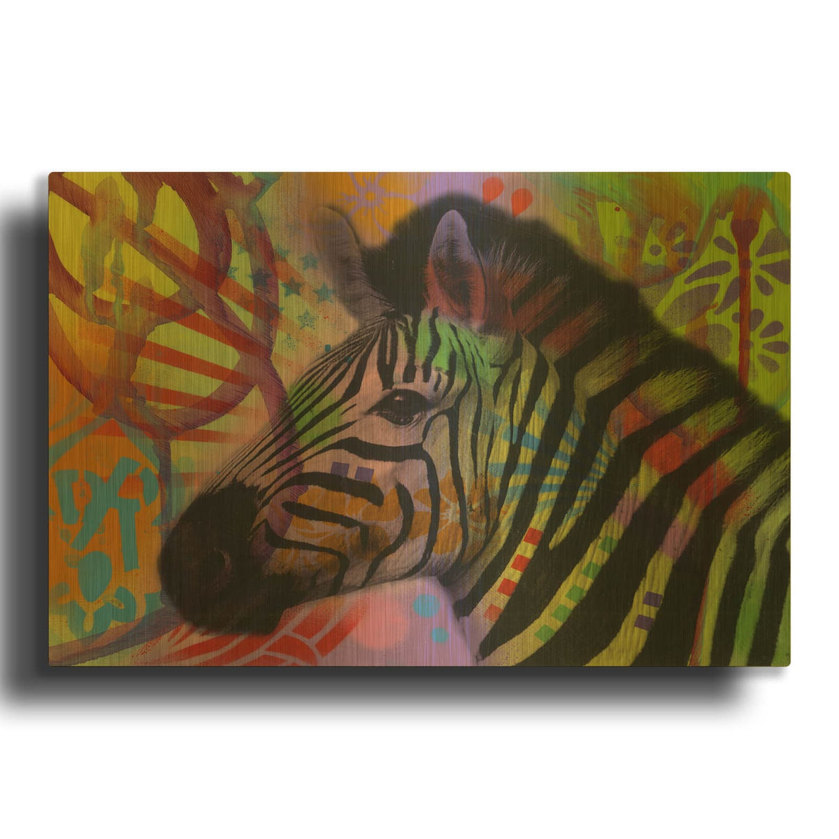 'Zebra 2' By Dean Russo Gold Metal Wall Art