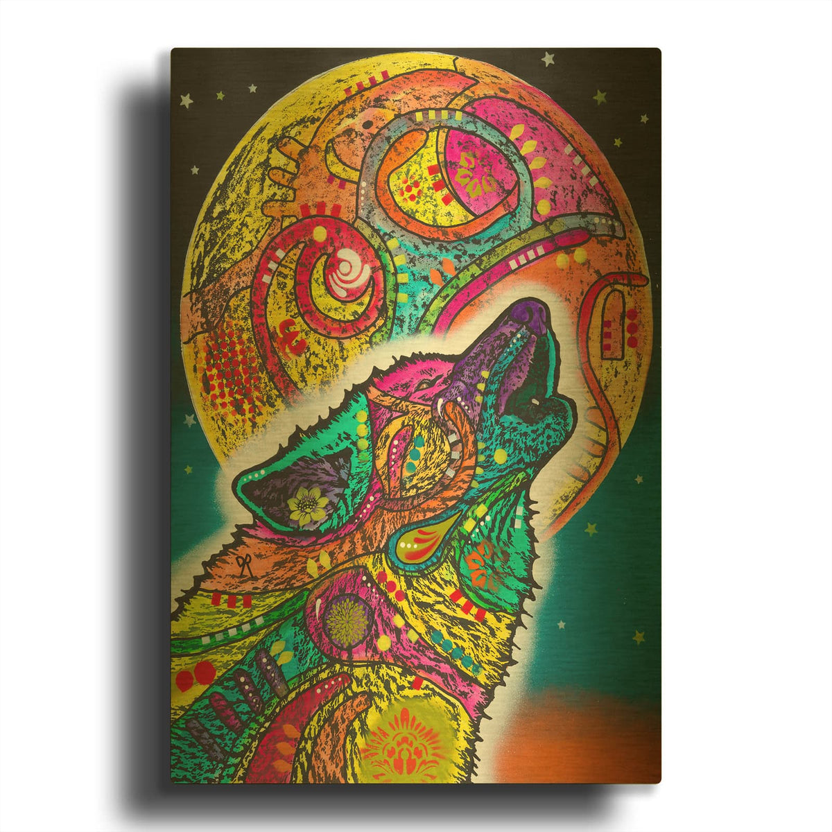 'Howling Wolf' By Dean Russo Gold Metal Wall Art