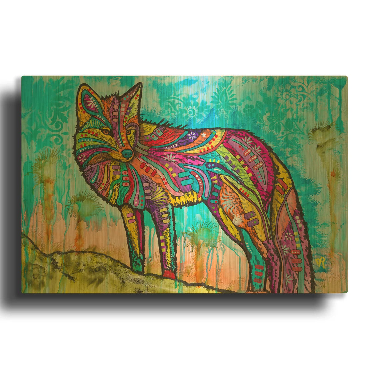 'Electric Fox' By Dean Russo Gold Metal Wall Art