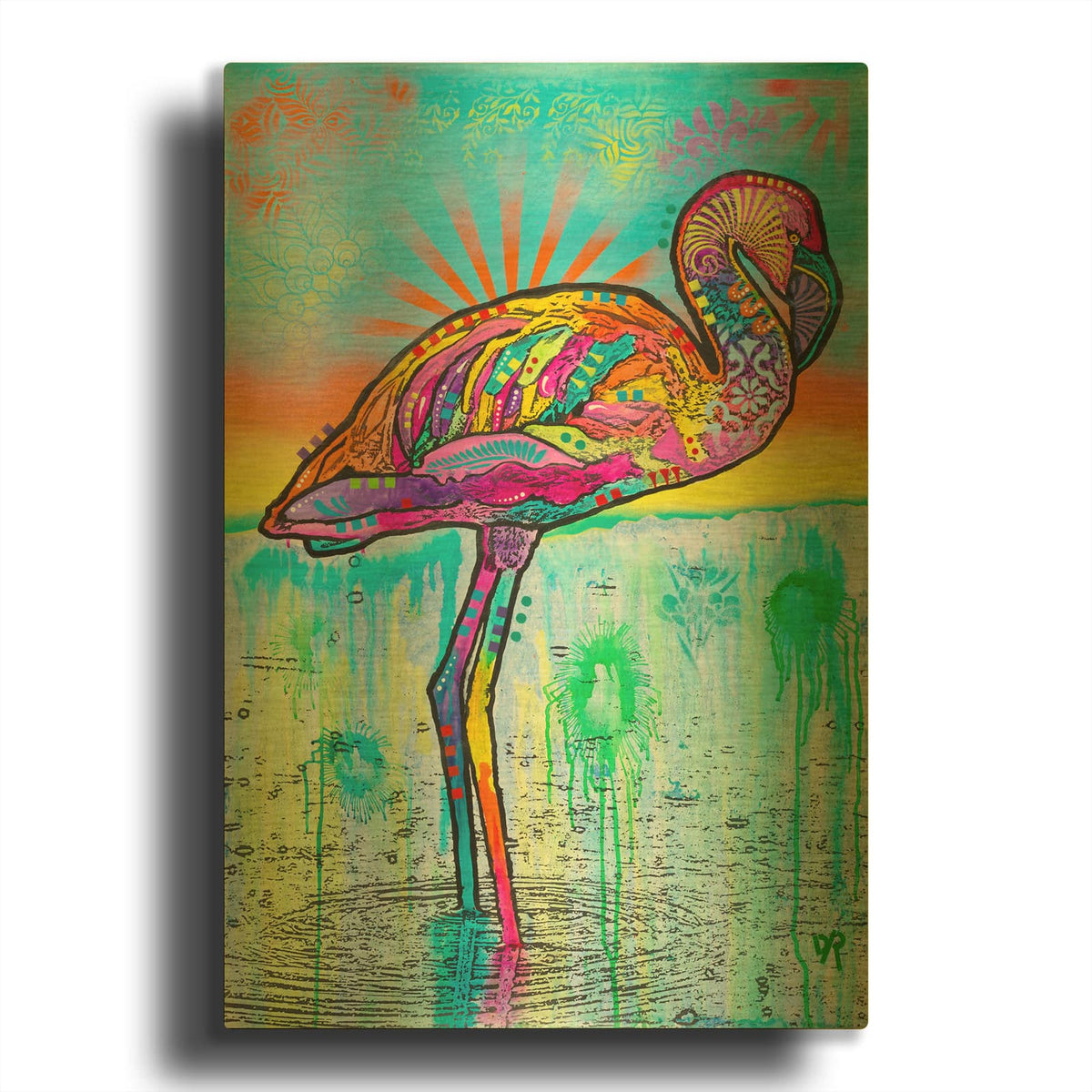 'Pink Flamingo' By Dean Russo Gold Metal Wall Art