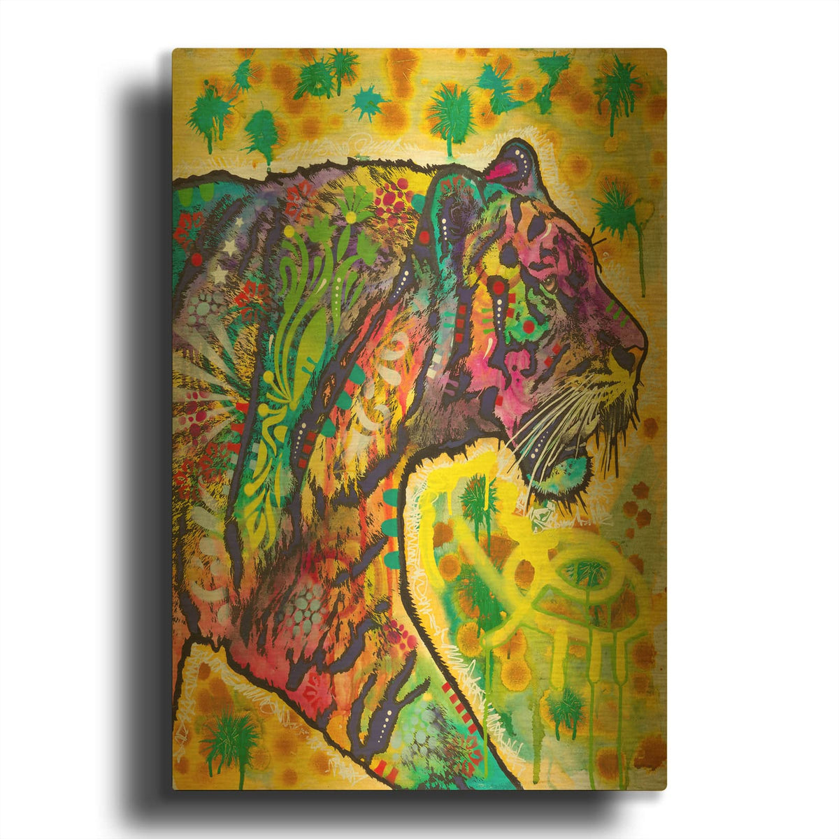 'Psychedelic Tiger' By Dean Russo Gold Metal Wall Art