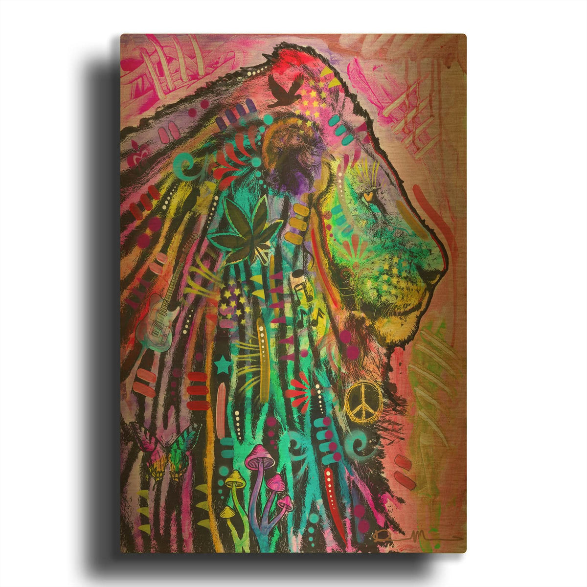 'Syco-Delic Lion' By Dean Russo Gold Metal Wall Art