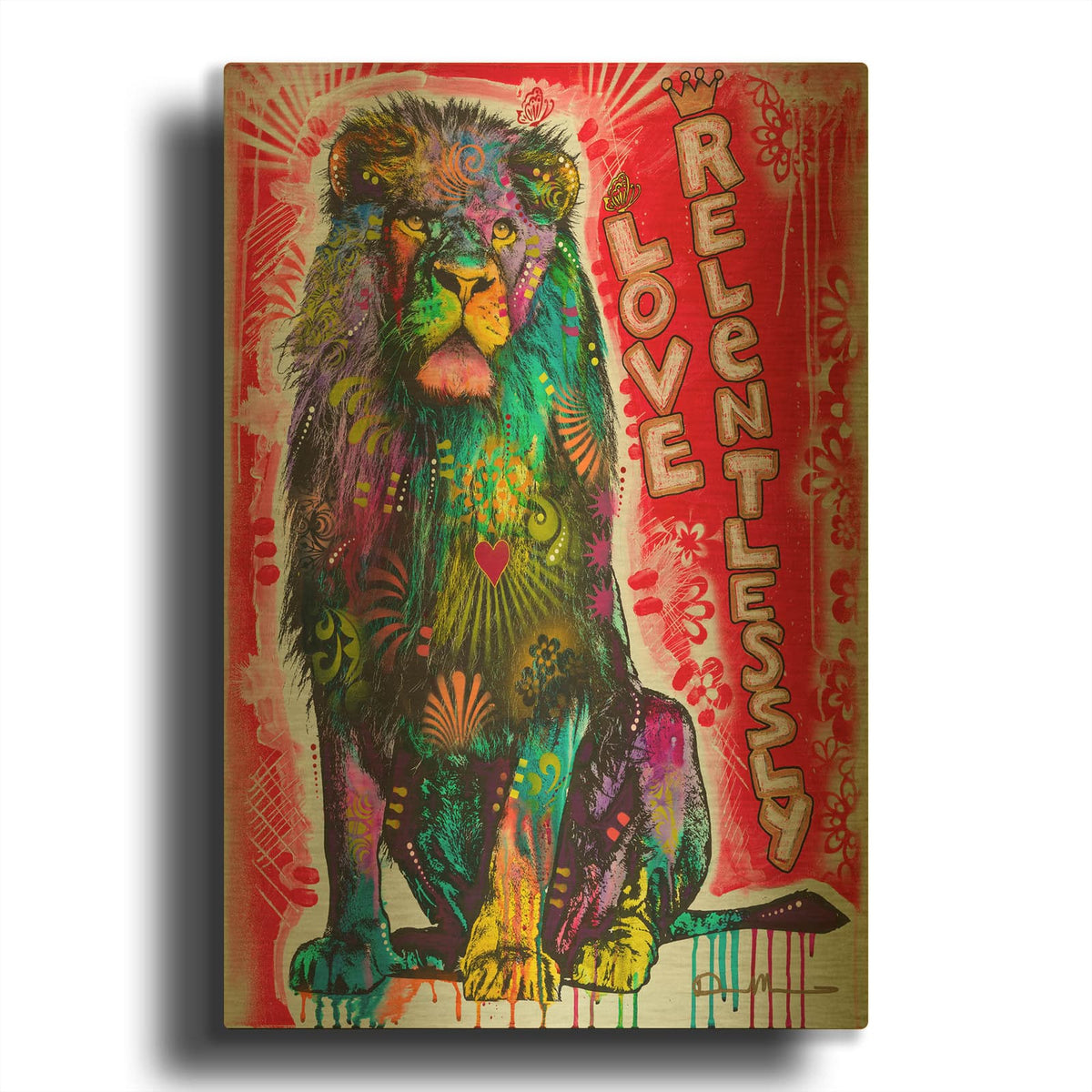 'Love Relentlessly' By Dean Russo Gold Metal Wall Art