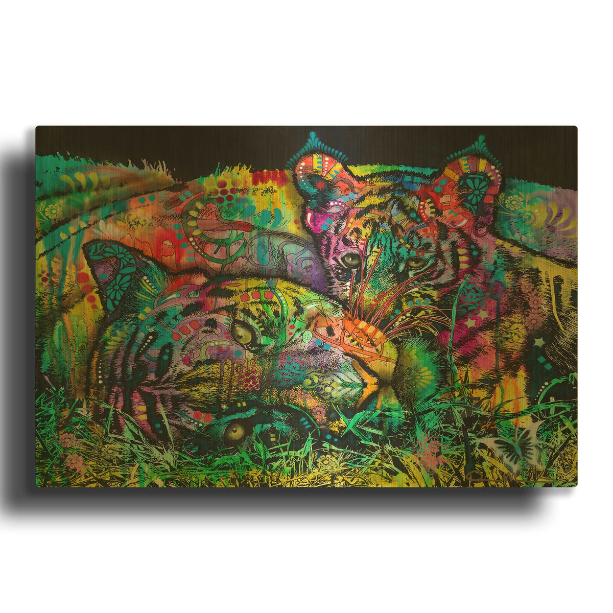 'Mama Tiger and Cub' By Dean Russo Gold Metal Wall Art