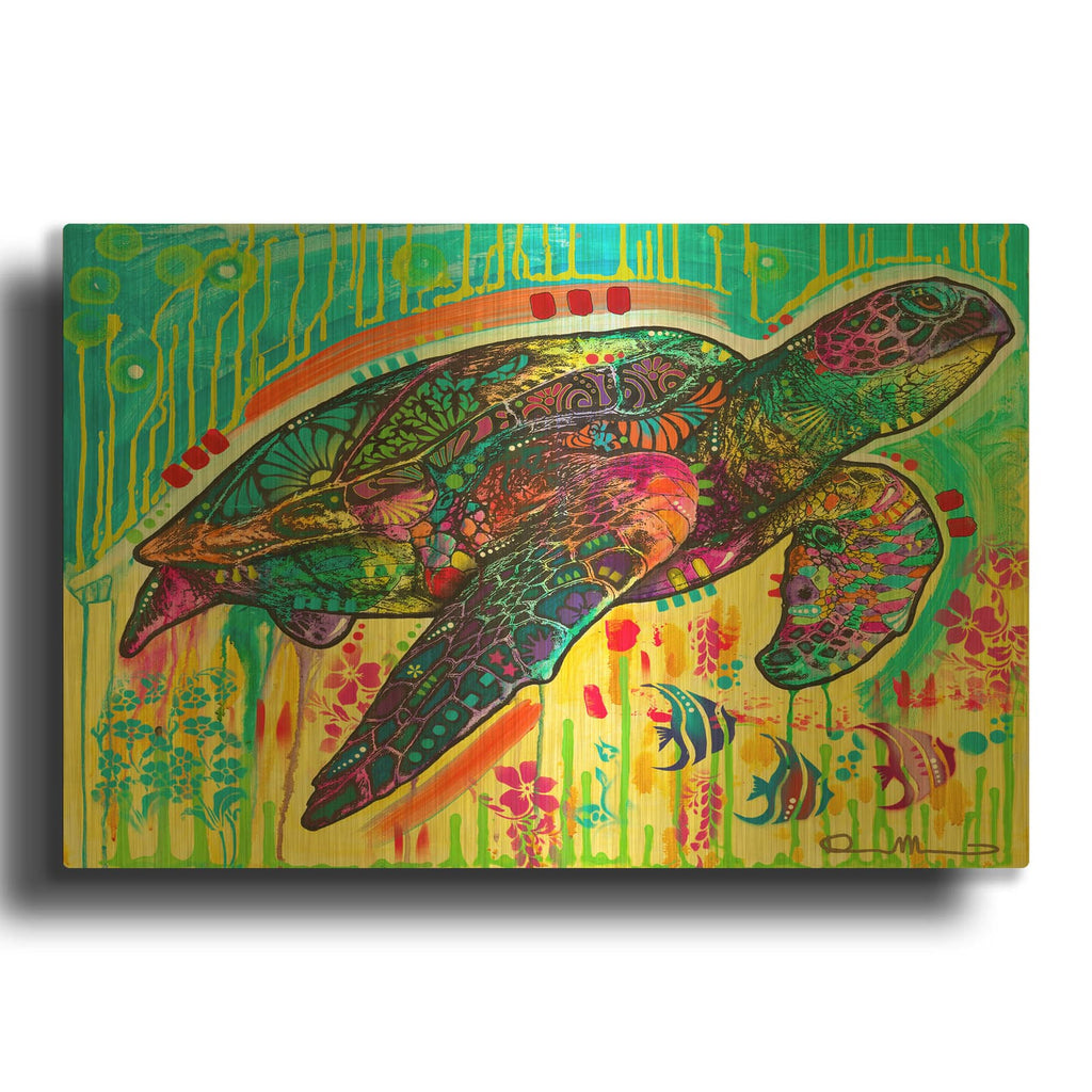 'Sea Turtle' By Dean Russo Gold Metal Wall Art