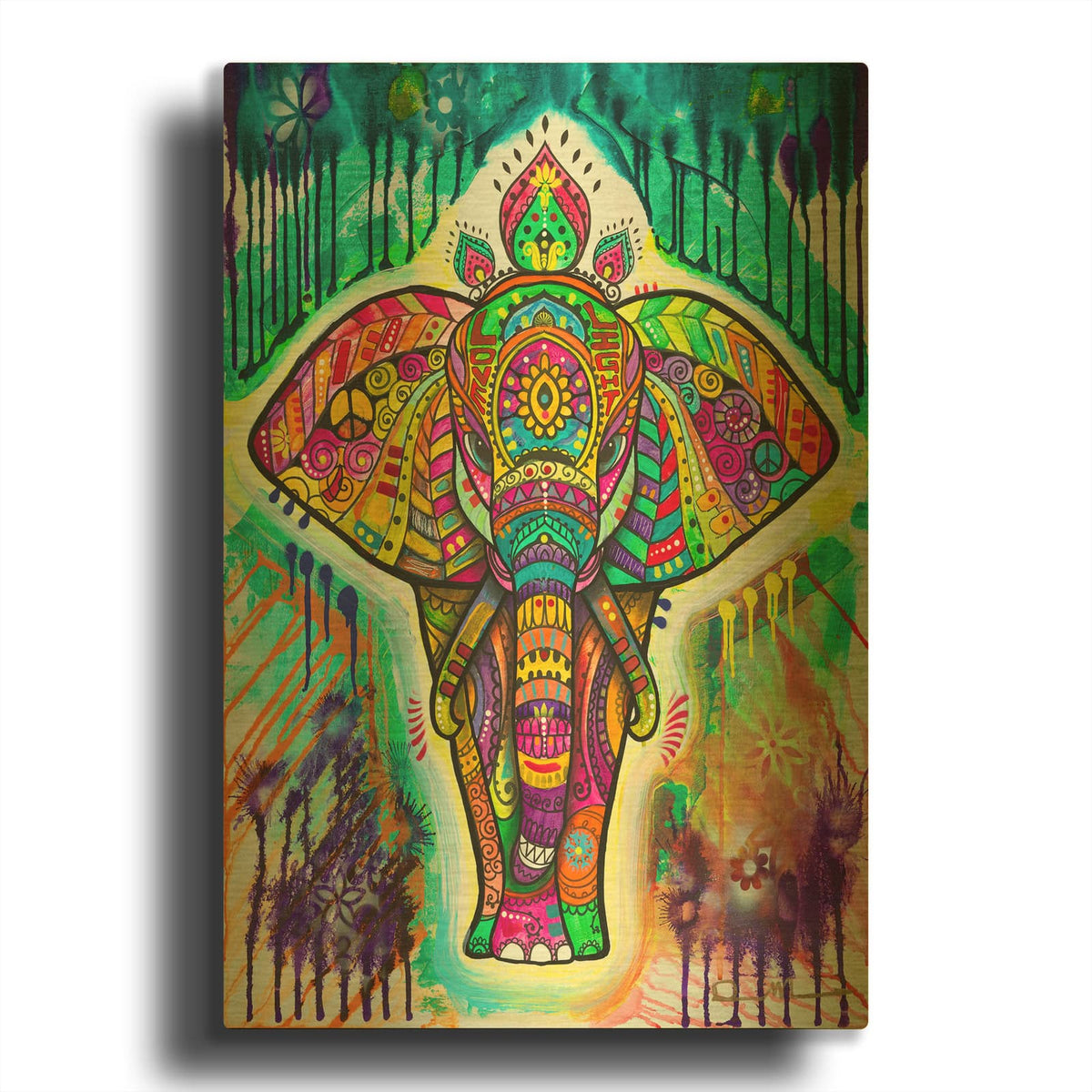 'Elephant 4' By Dean Russo Gold Metal Wall Art