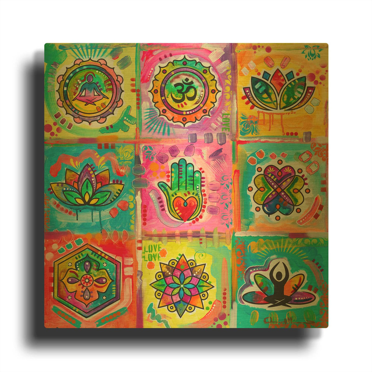'Meditation Squares' By Dean Russo Gold Metal Wall Art