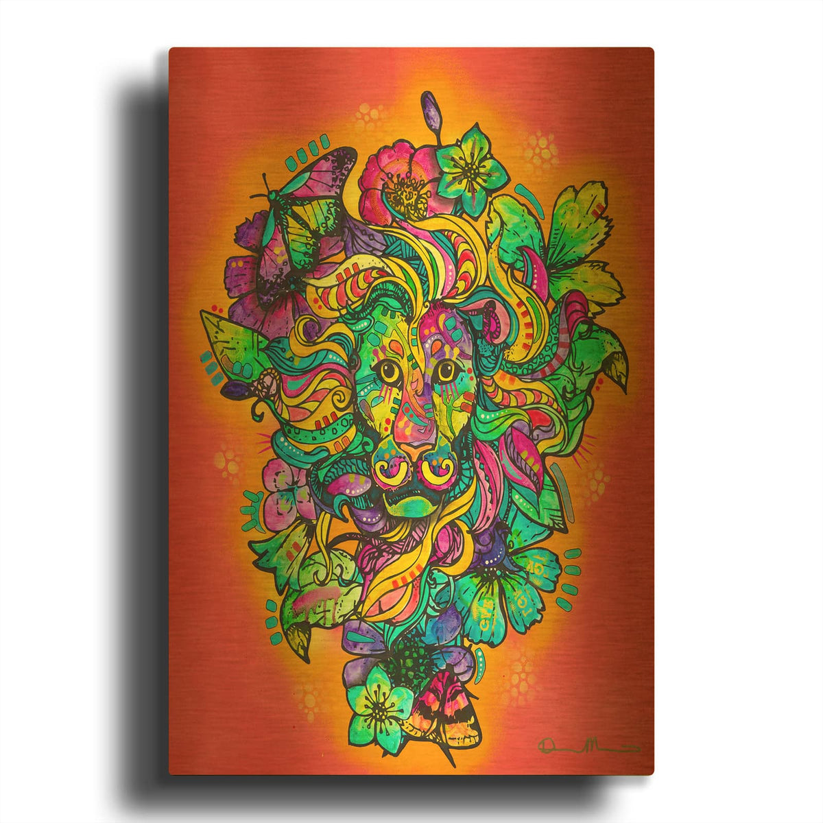 'Pretty Kitty Lion' By Dean Russo Gold Metal Wall Art