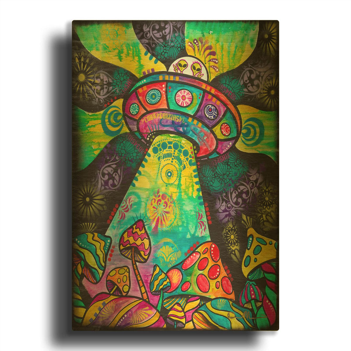 'We Come in Peace' By Dean Russo Gold Metal Wall Art