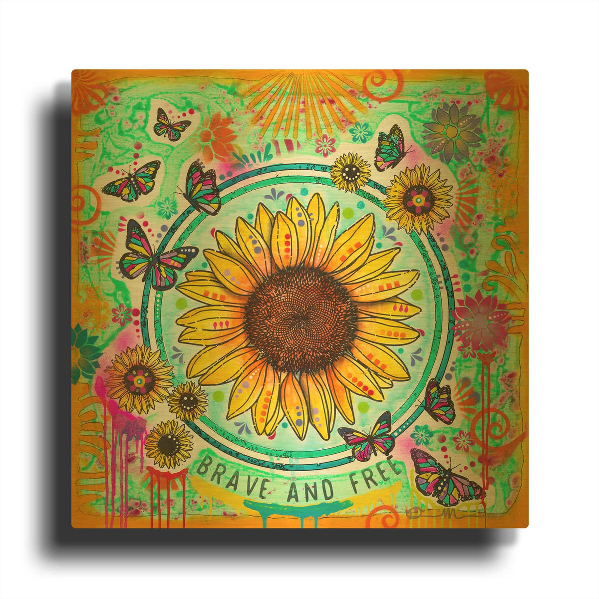 'Brave and Free' By Dean Russo Gold Metal Wall Art
