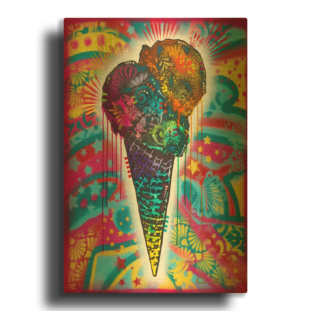 'Ice Cream Cone' By Dean Russo Gold Metal Wall Art