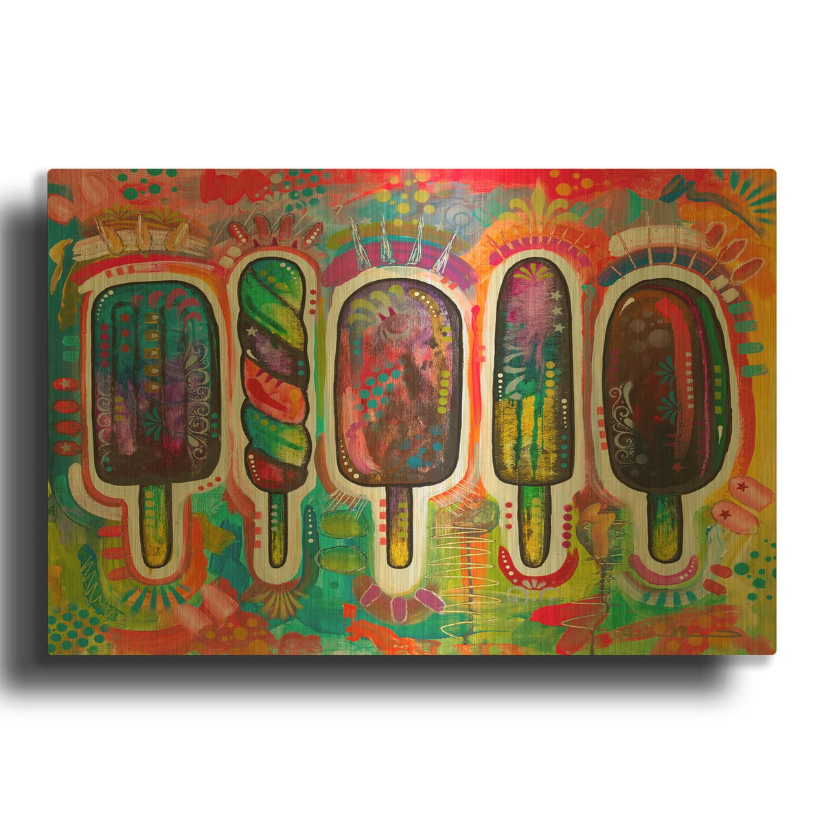 'Ice Pops 1' By Dean Russo Gold Metal Wall Art