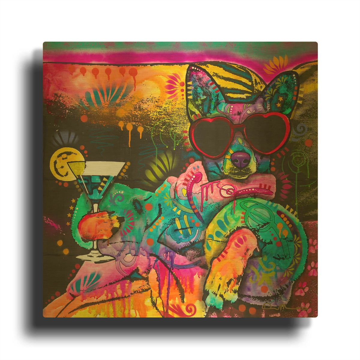 'Cool Pup 2' By Dean Russo Gold Metal Wall Art