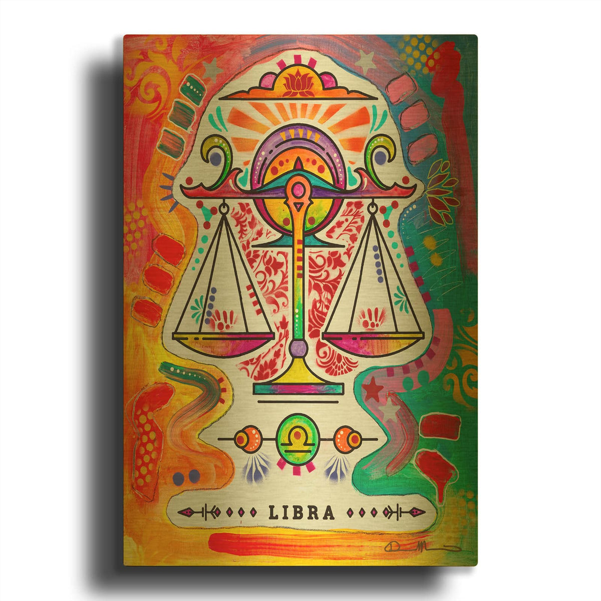 'Libra' By Dean Russo Gold Metal Wall Art