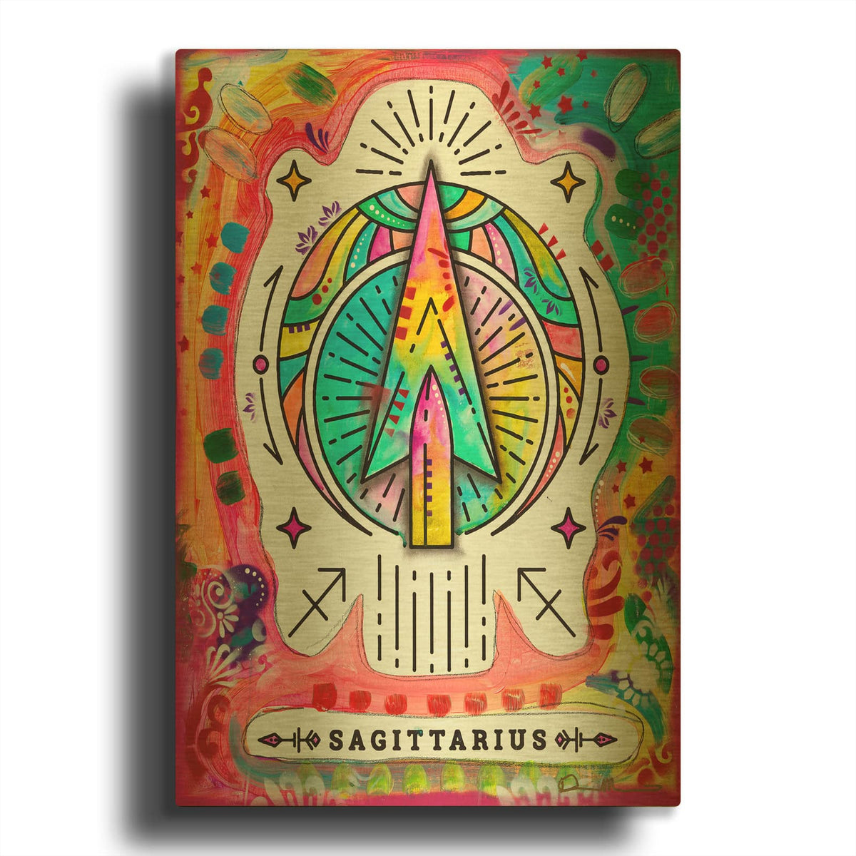 'Sagittarius' By Dean Russo Gold Metal Wall Art
