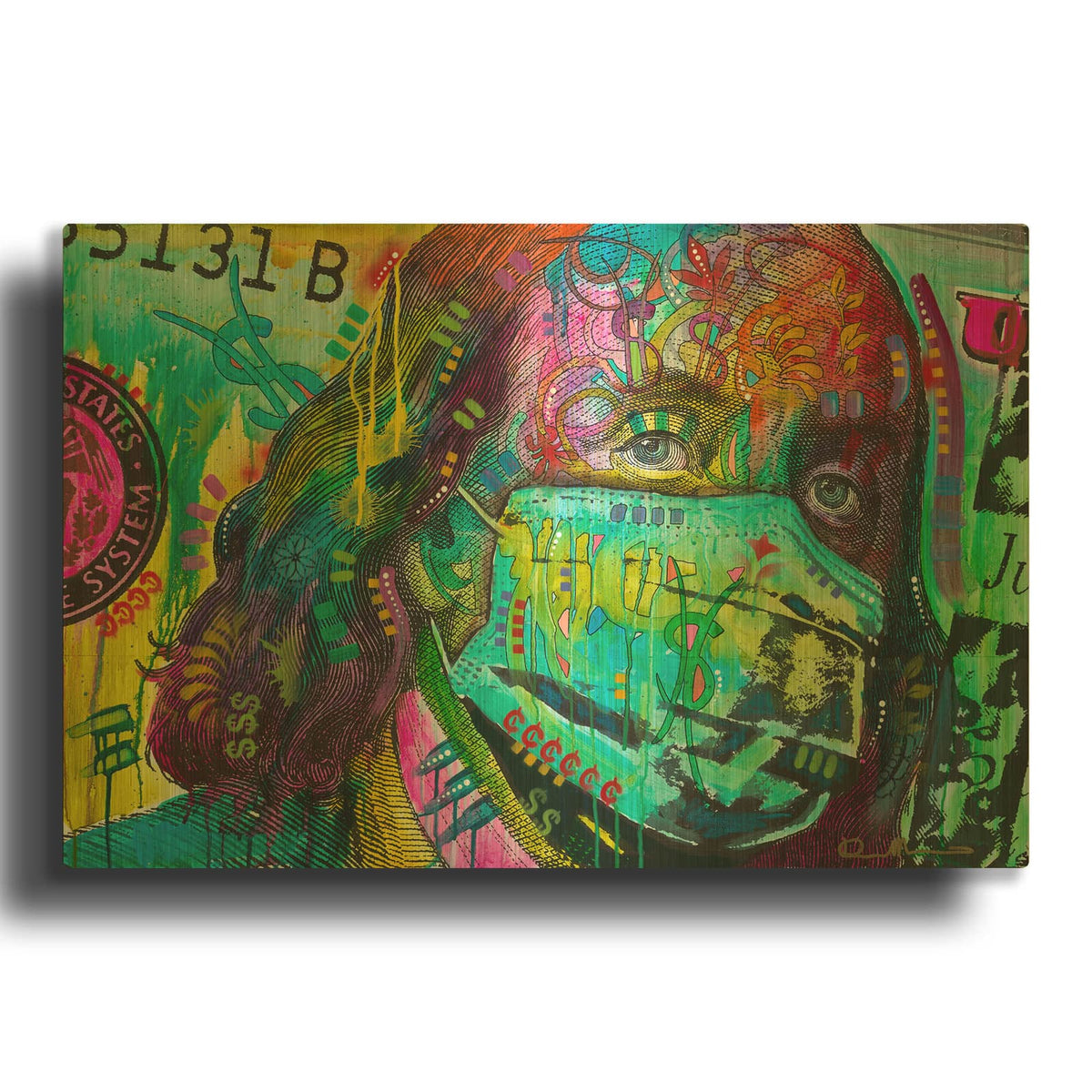 'Masked Ben' By Dean Russo Gold Metal Wall Art