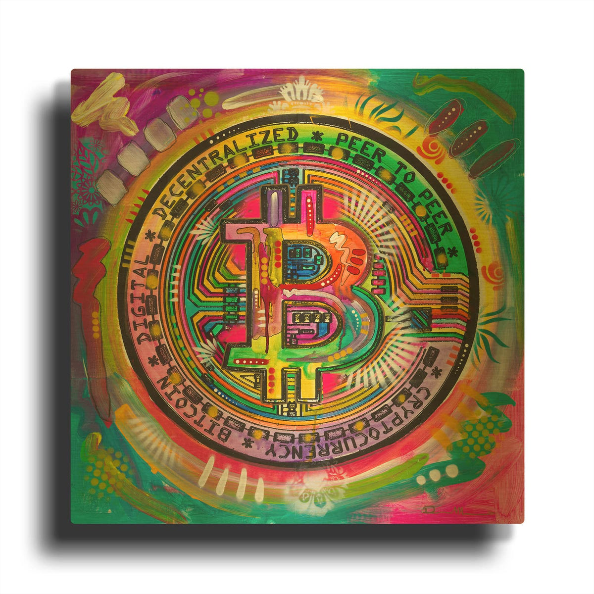 'Bitcoin' By Dean Russo Gold Metal Wall Art