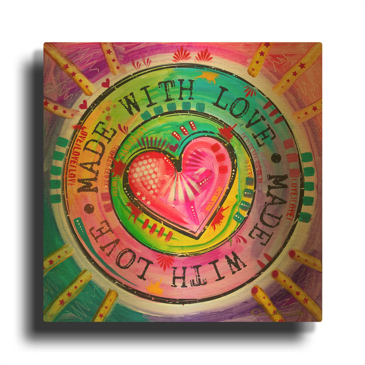 'Made with Love' By Dean Russo Gold Metal Wall Art
