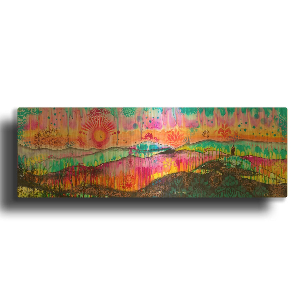 'The Wandering Monk' By Dean Russo Gold Metal Wall Art