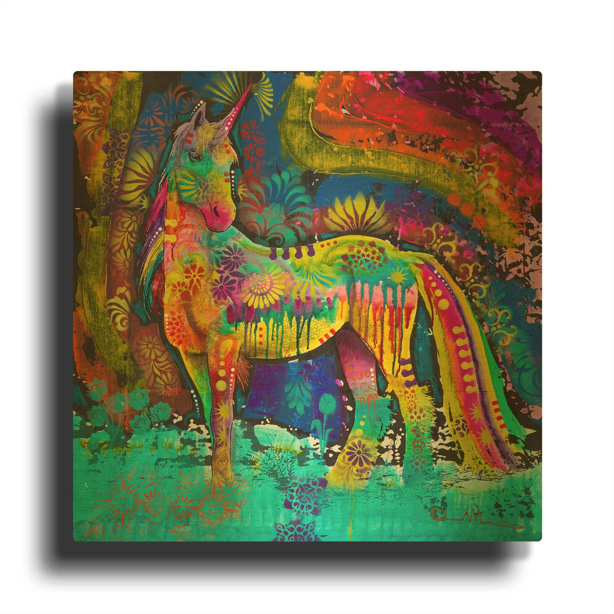 'Oddesy Unicorn' By Dean Russo Gold Metal Wall Art