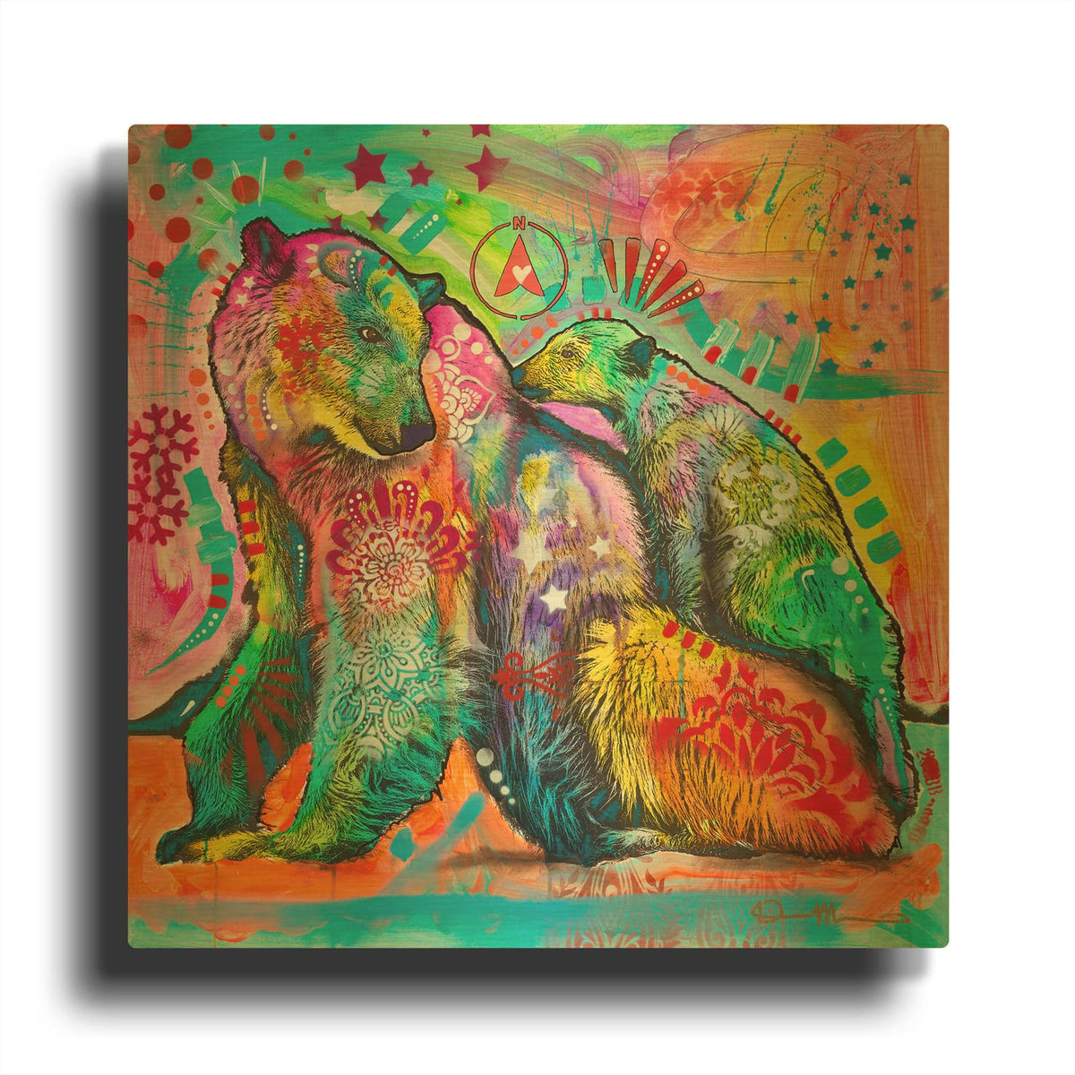 'Polar Bears 2' By Dean Russo Gold Metal Wall Art